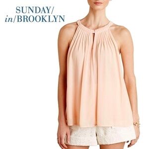 ANTHROPOLOGIE Sunday in Brooklyn Pin Tucked Flowing Halter Swing Tank Top Blouse
